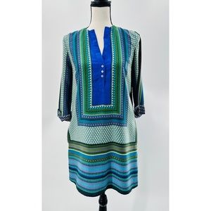 Zara Basic Green Quarter Sleeve V-Neck Tunic w/ Pockets